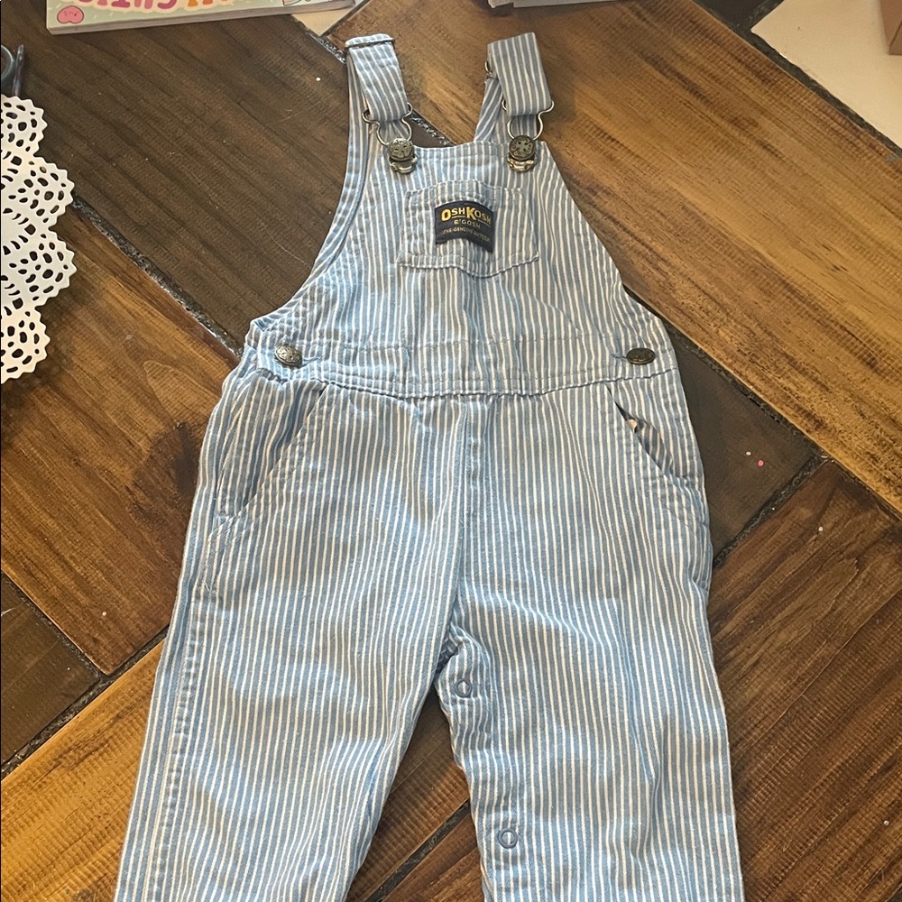 Vintage OshKosh B'gosh Blue railroad Striped Kids Overalls